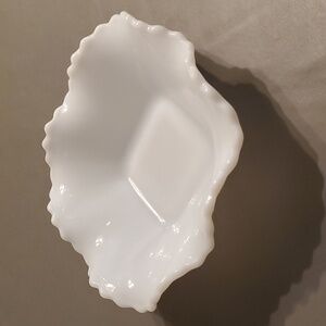 Milk Glass Diamond Pattern Vintage Candy Dish